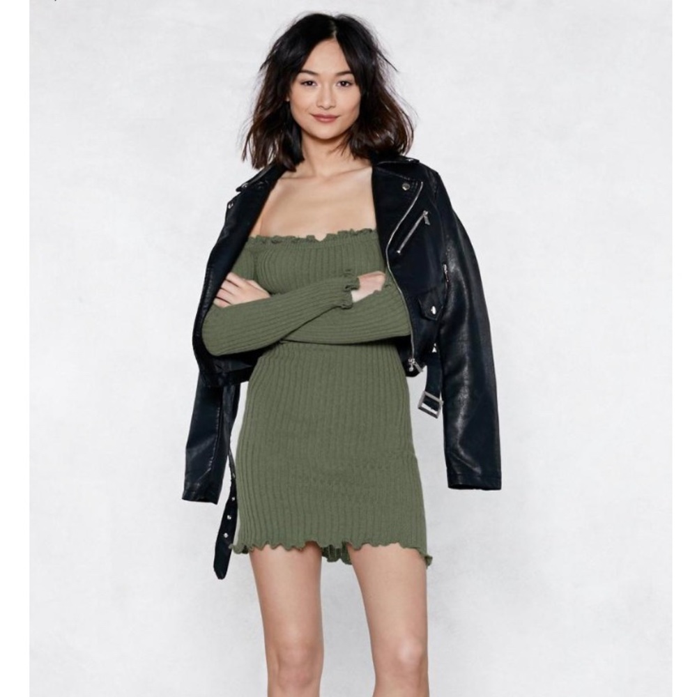 Off The Shoulder Ribbed Dress
